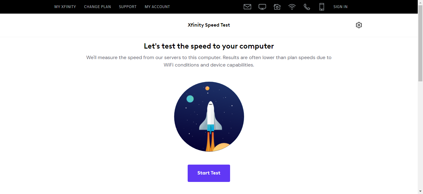 1- موقع الويب Xfinity SpeedTest