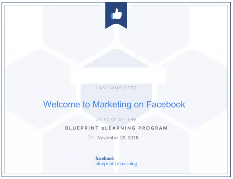 5- شهادة تسويق فايسبوك Blueprint