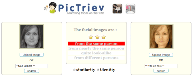 2- موقع PicTriev: التعرف على الوجوه