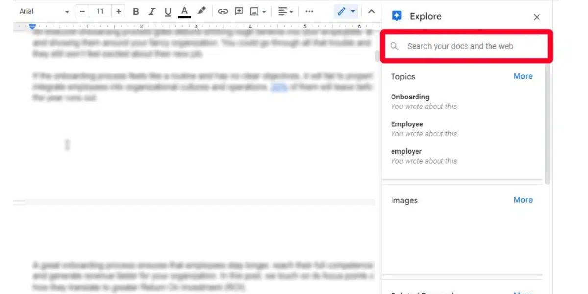 طريقة إضافة معلومات من الويب إلى محرر مستندات جوجل باستخدام أداة Explore