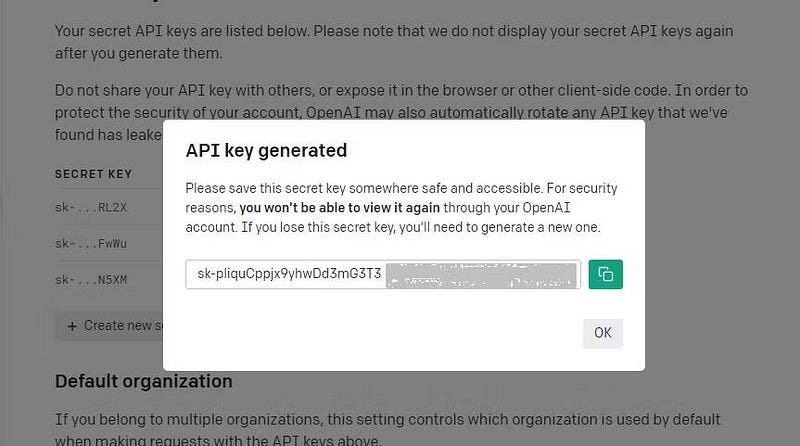 طريقة إنشاء مفتاح OpenAI API لاستخدام ChatGPT على جداول بيانات جوجل
