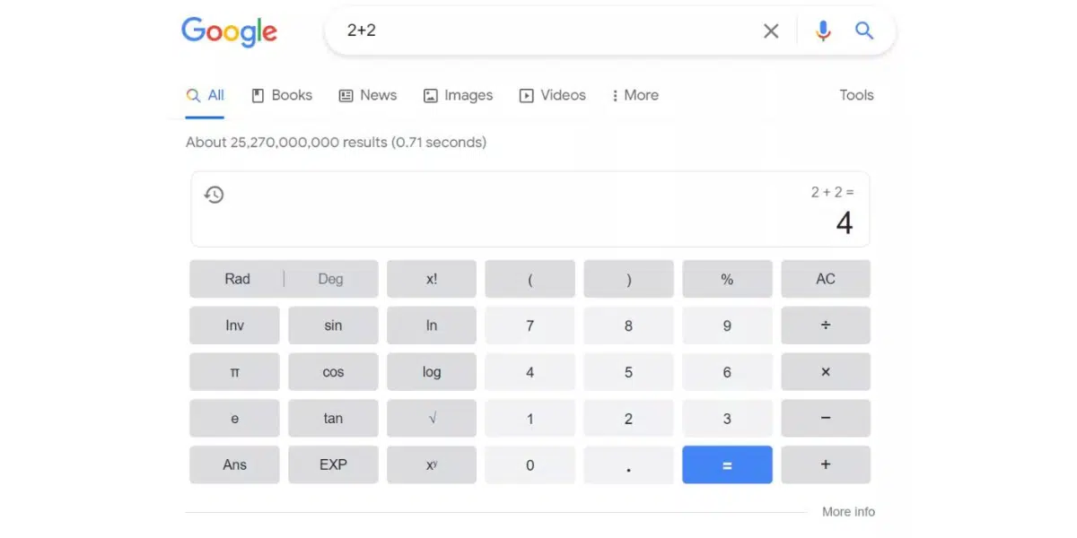 1- آلة حاسبة بحث جوجل