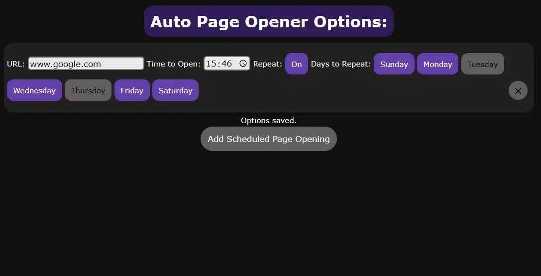 2- طريقة جدولة فتح مواقع الويب باستخدام Auto Page Opener