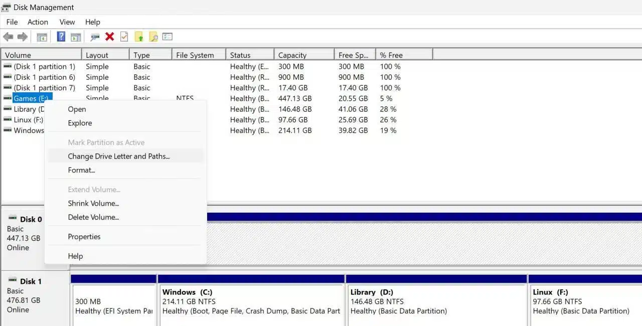 2- تغيير حرف محرك أقراص USB