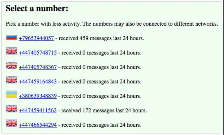 3- منصة Receive SMS للحصول على رقم هاتف أمريكي مجاني