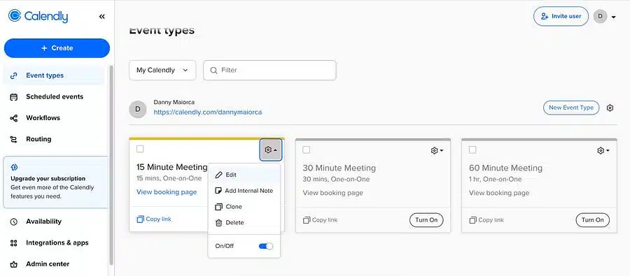 2- أرسل روابط الاجتماعات بسهولة باستخدام Calendly
