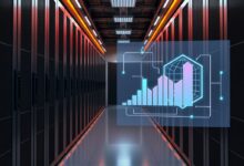 صورة خوادم ومخططات توضح تكلفة تشغيل الذكاء الاصطناعي