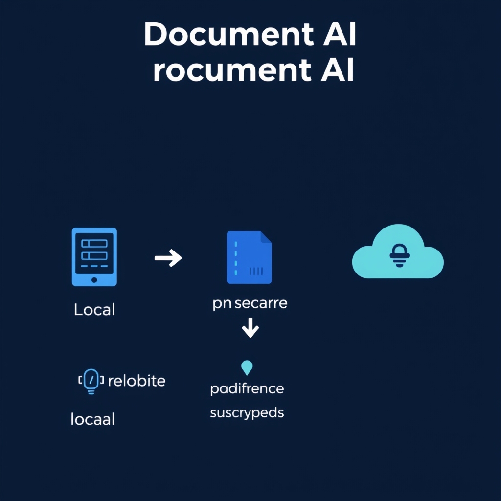 مخطط يوضح خيارات تشغيل الذكاء الاصطناعي في المستندات محليًا وعلى الخادم مع تشفير البيانات