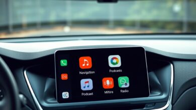 شاشة سيارة تعرض تطبيقات Android Auto مفيدة