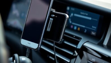 هاتف مركب في السيارة يوضح استنزاف بطارية Android Auto