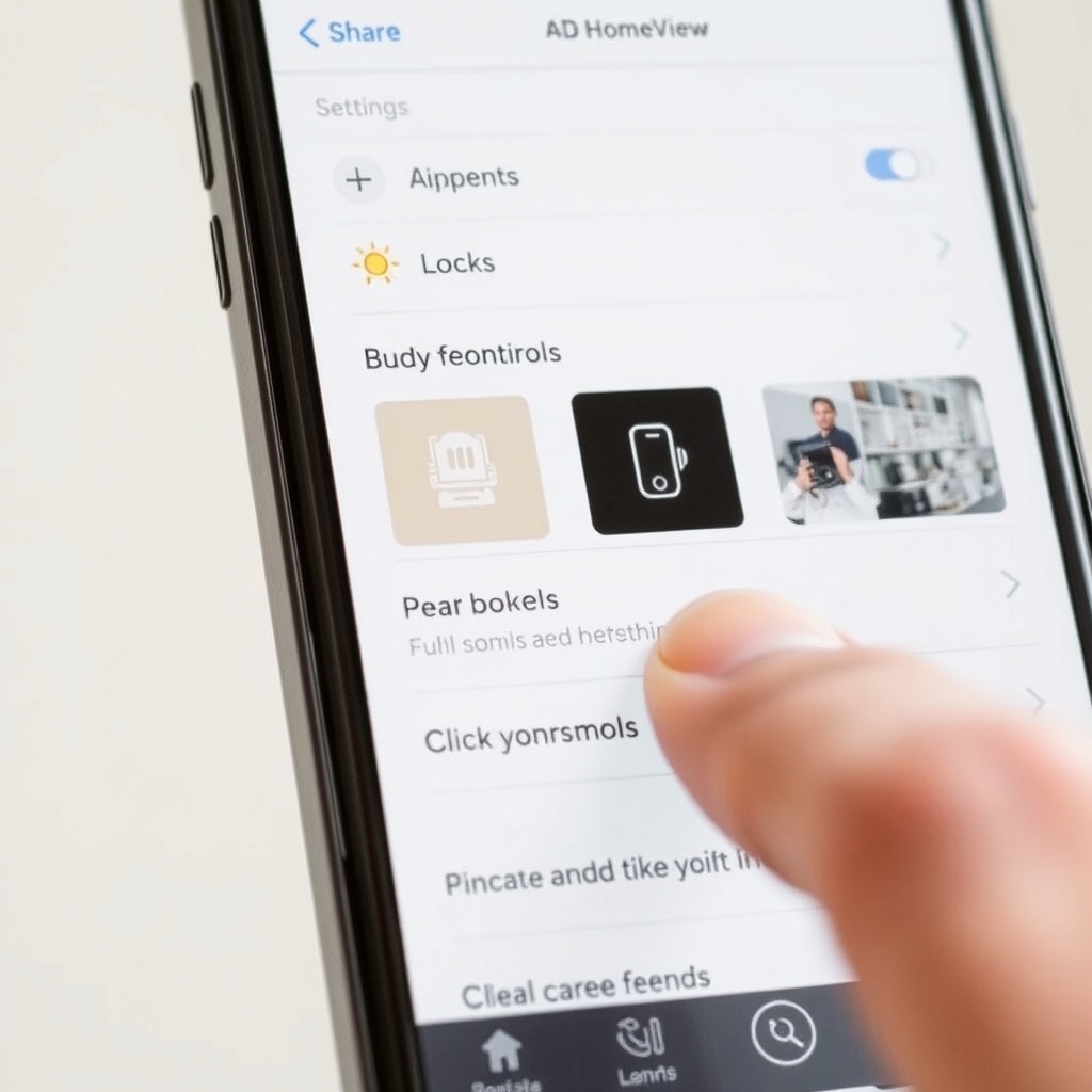 لقطة إعدادات HomeView على الهاتف تُظهر عناصر التحكم السريع