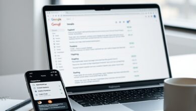لوحة عمل تظهر أتمتة Gmail وتنظيم صندوق الوارد