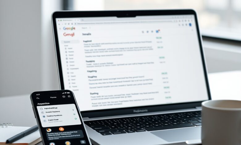لوحة عمل تظهر أتمتة Gmail وتنظيم صندوق الوارد