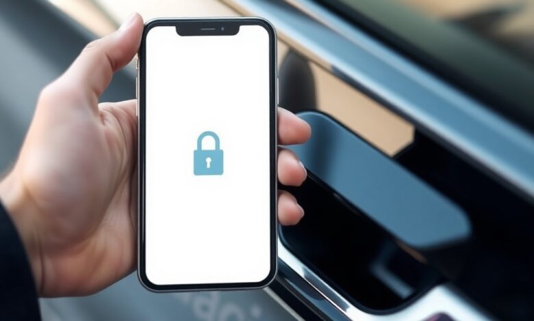 هاتف يفتح السيارة باستخدام المفتاح الرقمي للسيارة