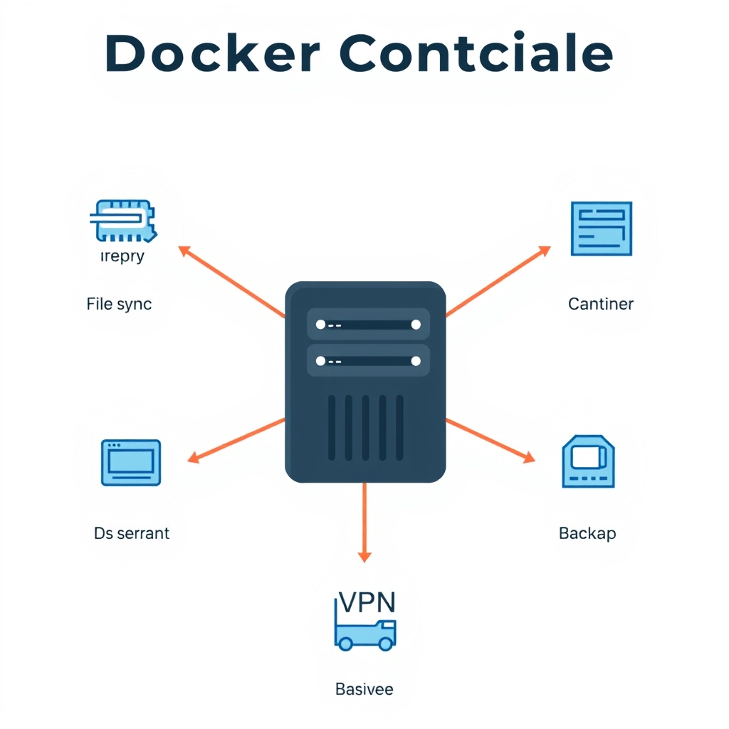 مخطط يوضّح أدوار حاويات Docker في الهوم لاب