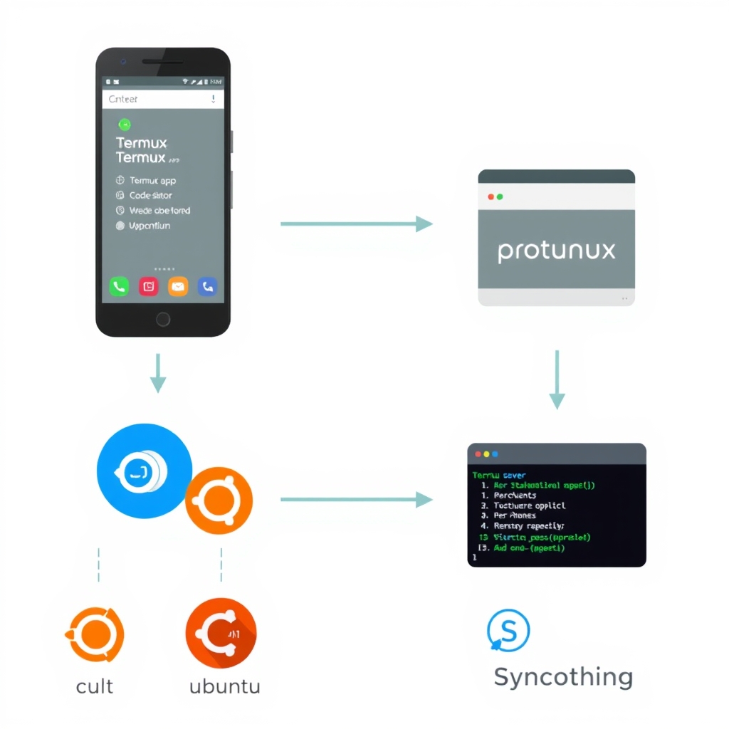 مخطط يوضح خطوات تشغيل Docker على أندرويد باستخدام Termux