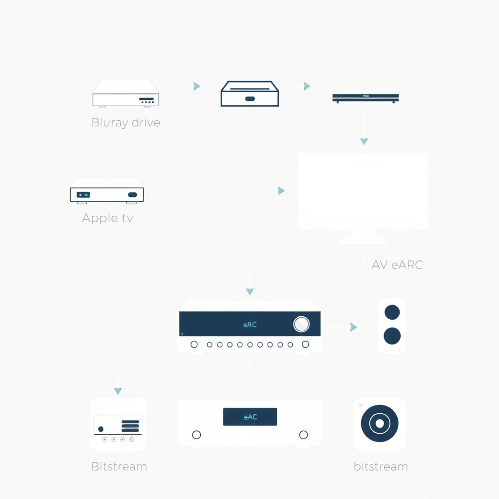 مخطط توصيل eARC وقطع الصوت لتمرير دولبي أتموس TrueHD