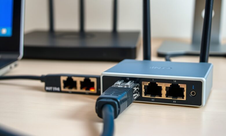 إعداد شبكة مع كابل إيثرنت يظهر مشكلة Ethernet بسرعة 100Mbps