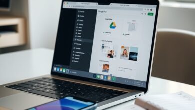 مستخدم ينظّم ملفات على Google Drive على الحاسوب والهاتف