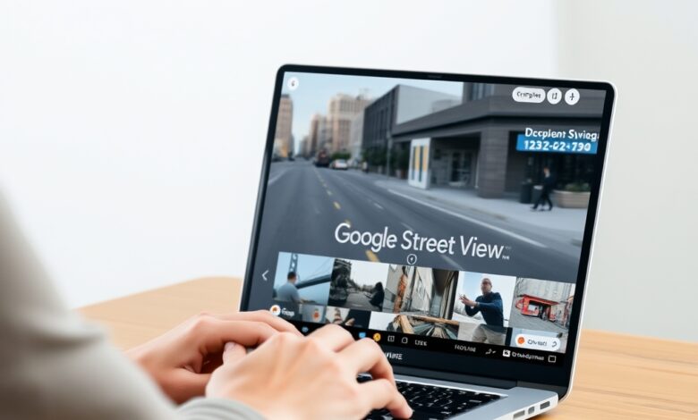 شاشة تعرض صور Street View القديمة لشارع في المدينة