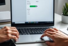 شاشة إعدادات الطاقة لشرح تحسين عمر بطارية اللابتوب