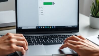 شاشة إعدادات الطاقة لشرح تحسين عمر بطارية اللابتوب