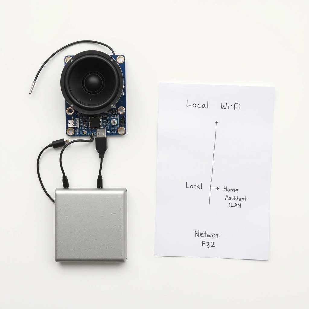 تركيب ESP32 لتشغيل سماعات ذكية محلية مع مخطط شبكة محلي