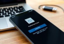 شاشة هاتف تعرض تطبيق Microsoft Authenticator وإشعار رمز تحقق
