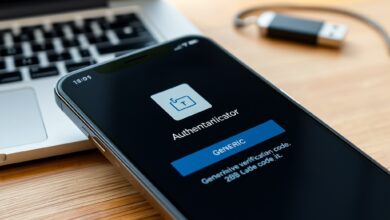 شاشة هاتف تعرض تطبيق Microsoft Authenticator وإشعار رمز تحقق