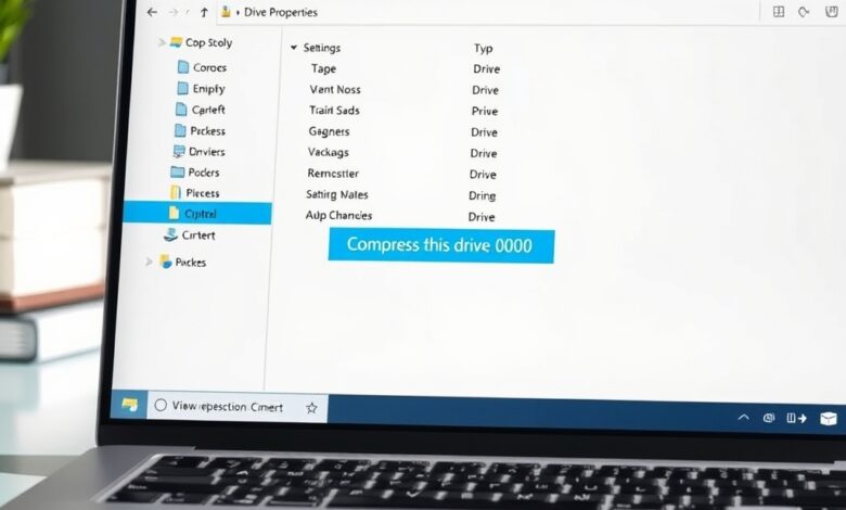واجهة ويندوز تعرض خيار ضغط NTFS لتوفير مساحة على القرص