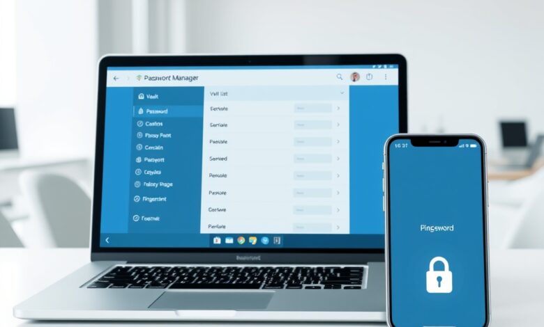 واجهة مدير كلمات المرور على الحاسوب والهاتف