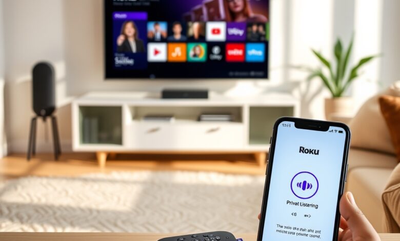 جهاز تلفاز مع تطبيق Roku يظهر واجهة القنوات — نصائح Roku لتحسين المشاهدة