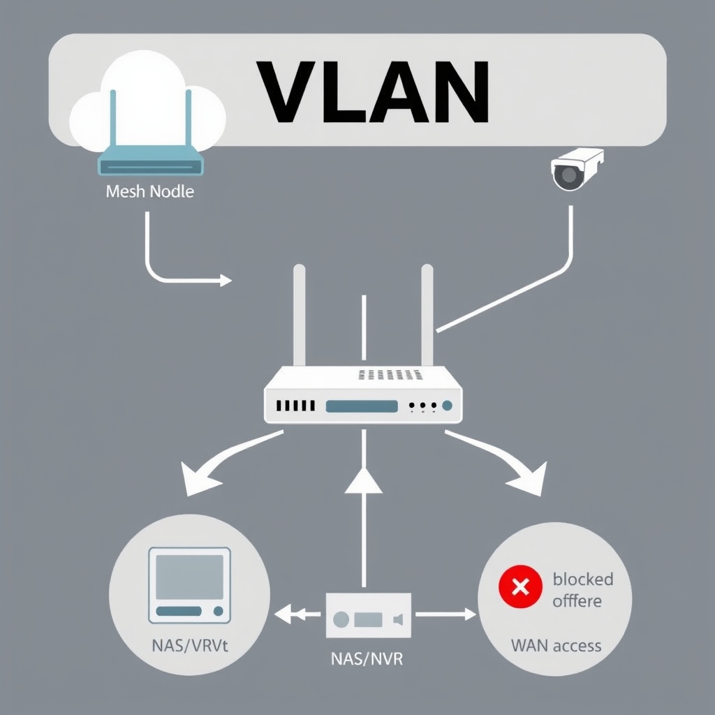 مخطط VLAN لفصل وتأمين كاميرات المراقبة