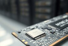 لوحة SSD تُظهر معالجات في متحكمات SSD بوضوح