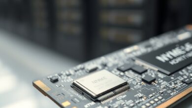 لوحة SSD تُظهر معالجات في متحكمات SSD بوضوح