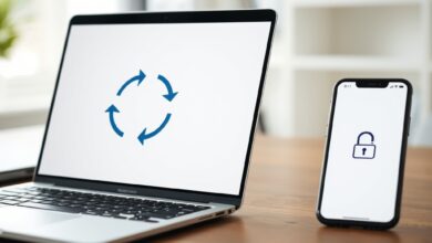 شاشة تطبيق إعداد Syncthing على الحاسوب والهاتف